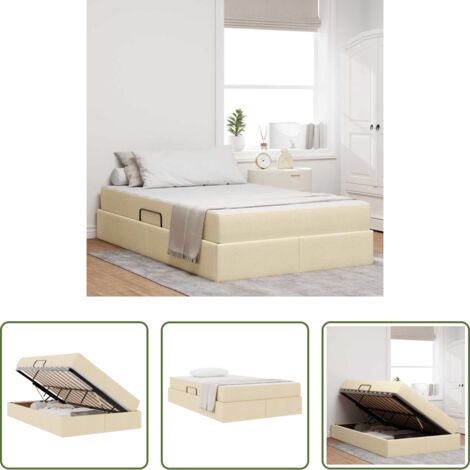 Materasso in poliestere -  Letto con contenitore e materasso Crema 120 x 200 cm Poliestere