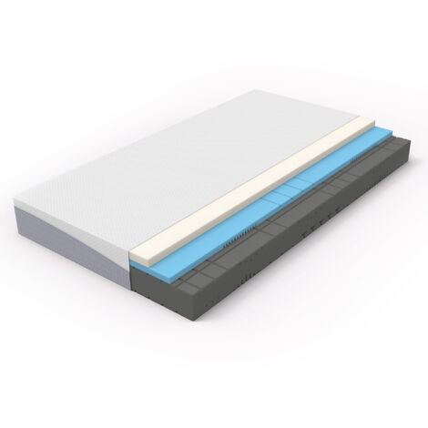 Materasso in schiuma 120 × 200 cm, confortevole, rigidità media H3/H4, altezza 20 cm, certificato OEKO-TEX, grigio/bianco, double face, sfoderabile