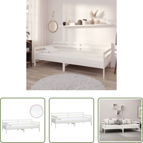 Materasso in schiuma -  Divano Letto con Materasso 90x200 cm Bianco in Legno di Pino
