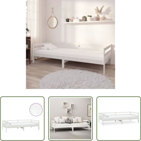 Materasso in schiuma -  Divano Letto con Materasso 90x200 cm Bianco in Legno di Pino