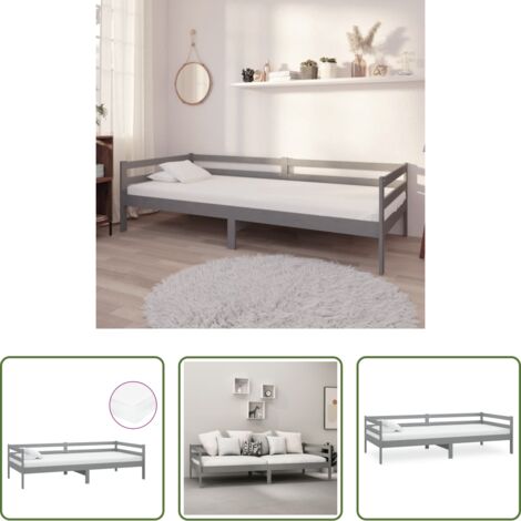 Materasso in schiuma -  Divano Letto con Materasso 90x200 cm Grigio in Legno di Pino