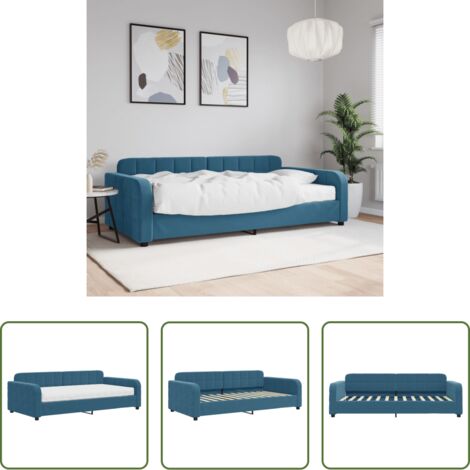Materasso in schiuma -  Divano Letto con Materasso Blu 100x200 cm in Velluto