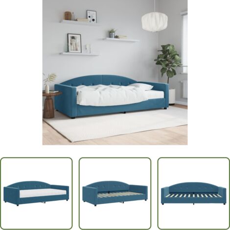 Materasso in schiuma -  Divano Letto con Materasso Blu 100x200 cm in Velluto
