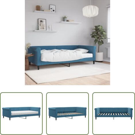 Materasso in schiuma -  Divano Letto con Materasso Blu 100x200 cm in Velluto