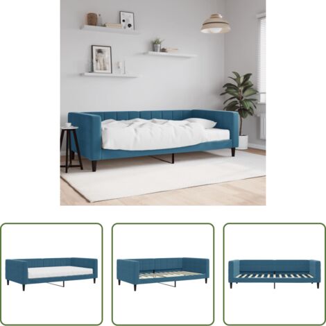 Materasso in schiuma -  Divano Letto con Materasso Blu 100x200 cm in Velluto