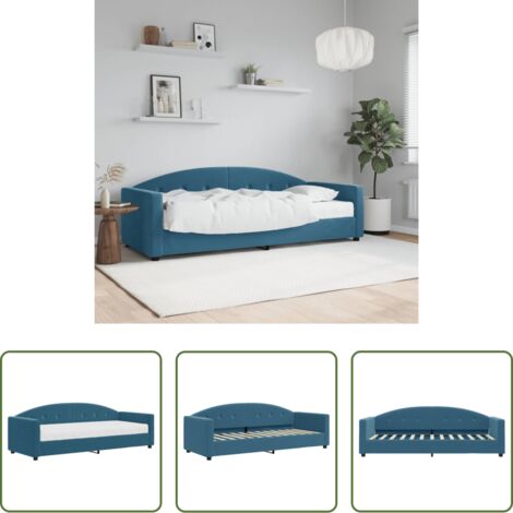 Materasso in schiuma -  Divano Letto con Materasso Blu 80x200 cm in Velluto