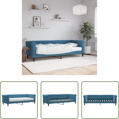 Materasso in schiuma -  Divano Letto con Materasso Blu 80x200 cm in Velluto