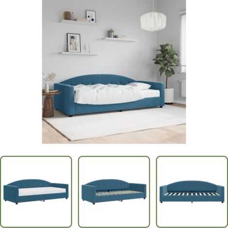 Materasso in schiuma -  Divano Letto con Materasso Blu 90x200 cm in Velluto