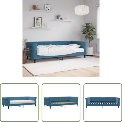 Materasso in schiuma -  Divano Letto con Materasso Blu 90x200 cm in Velluto