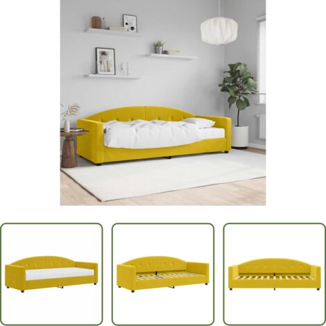 Materasso in schiuma -  Divano Letto con Materasso Giallo 80x200 cm in Velluto
