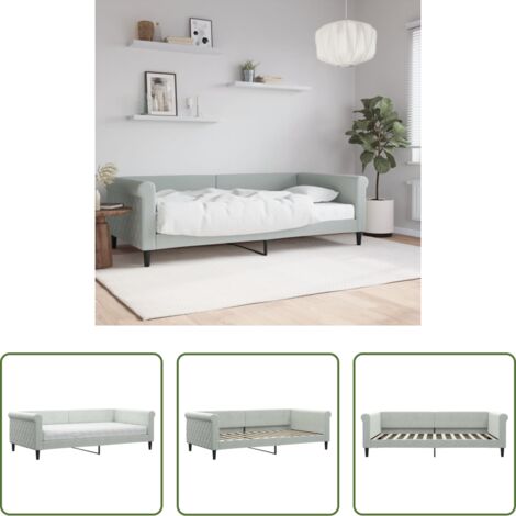 Materasso in schiuma -  Divano Letto con Materasso Grigio Chiaro 100x200 cm in Velluto