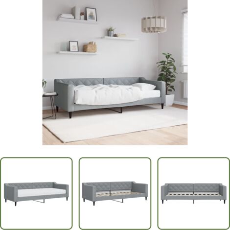 Materasso in schiuma -  Divano Letto con Materasso Grigio Chiaro 80x200 cm in Tessuto