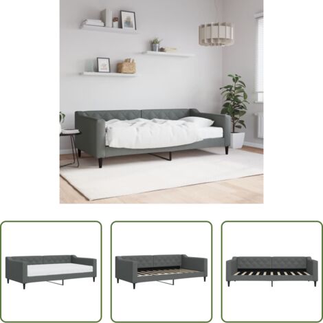 Materasso in schiuma -  Divano Letto con Materasso Grigio Scuro 90x190 cm in Tessuto