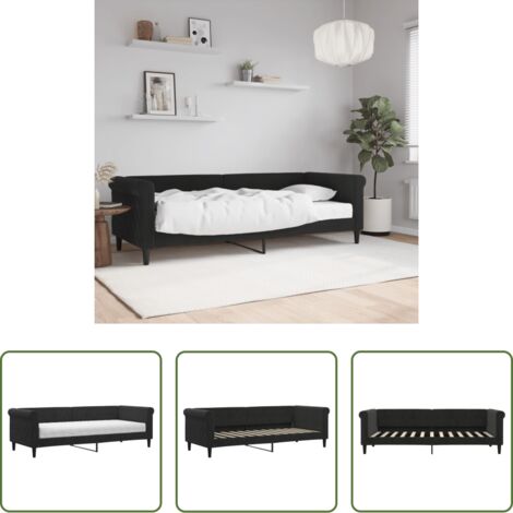 Materasso in schiuma -  Divano Letto con Materasso Nero 80x200 cm in Velluto