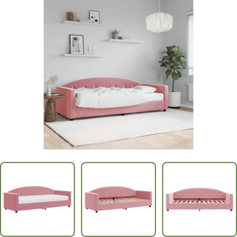 Materasso in schiuma -  Divano Letto con Materasso Rosa 80x200 cm in Velluto