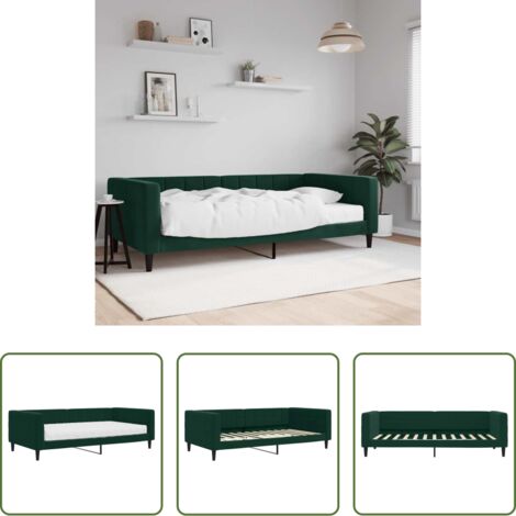 Materasso in schiuma -  Divano Letto con Materasso Verde Scuro 100x200 cm in Velluto