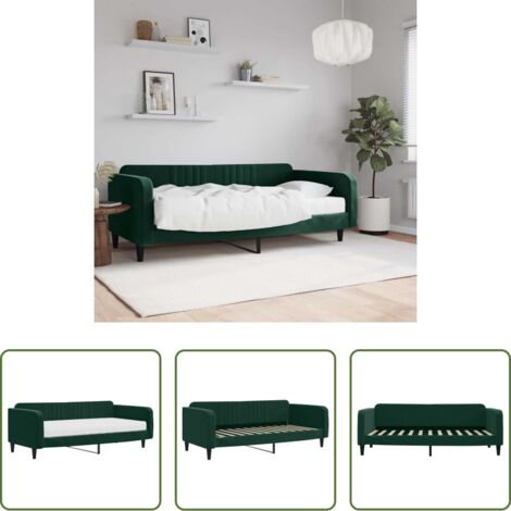 Materasso in schiuma -  Divano Letto con Materasso Verde Scuro 100x200 cm in Velluto