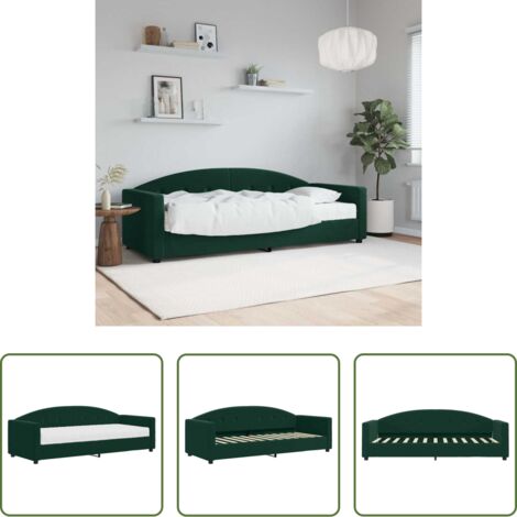 Materasso in schiuma -  Divano Letto con Materasso Verde Scuro 90x200 cm in Velluto
