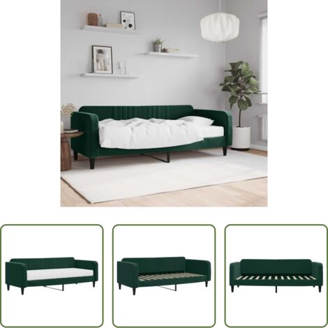 Materasso in schiuma -  Divano Letto con Materasso Verde Scuro 90x200 cm in Velluto