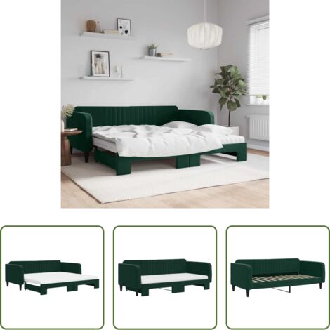 Materasso in schiuma -  Divano Letto Estraibile Materassi Verde Scuro 100x200 Velluto