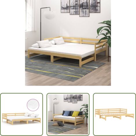 Materasso in schiuma -  Dormeuse Estraibile 2x(90x200) cm in Legno Massello di Pino