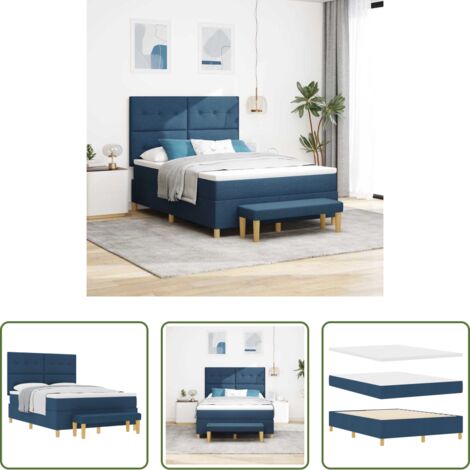 Materasso in schiuma -  Letto a molle con materasso Blu 140 x 190 cm Tessuto