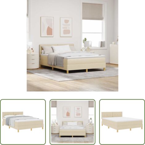 Materasso in schiuma -  Letto a molle con materasso Crema 140 x 190 cm Tessuto