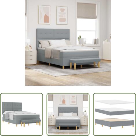 Materasso in schiuma -  Letto a molle con materasso Grigio chiaro 140 x 190 cm Tessuto