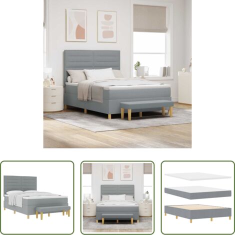 Materasso in schiuma -  Letto a molle con materasso Grigio chiaro 140 x 190 cm Tessuto