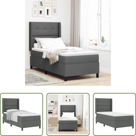 Materasso in schiuma -  Letto a molle con materasso Grigio scuro 200 x 80 cm Tessuto