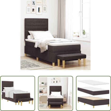 Materasso in schiuma -  Letto a molle con materasso Marrone scuro 100 x 200 cm Tessuto