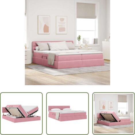 Materasso in schiuma -  Letto con Contenitore con materasso Rosa 90 x 200 cm