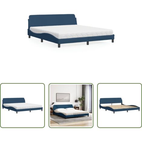 Materasso in schiuma -  Letto con Materasso Dover Blu 180x200 cm in Tessuto