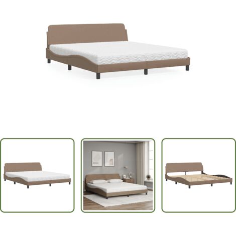 Materasso in schiuma -  Letto con Materasso Dover Cappuccino 180x200cm Similpelle