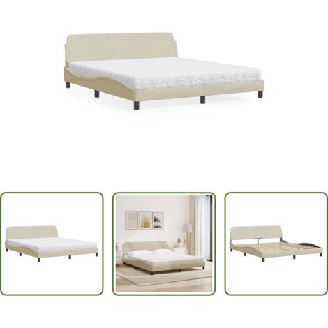 Materasso in schiuma -  Letto con Materasso Dover Crema 180x200 cm in Tessuto