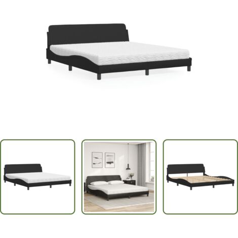 Materasso in schiuma -  Letto con Materasso Dover Nero 180x200 cm in Similpelle