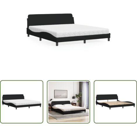 Materasso in schiuma -  Letto con Materasso Dover Nero 180x200 cm in Tessuto