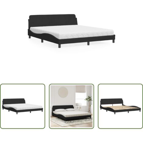 Materasso in schiuma -  Letto con Materasso Dover Nero 180x200 cm in Velluto