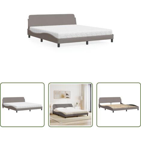 Materasso in schiuma -  Letto con Materasso Dover Tortora 180x200 cm in Tessuto