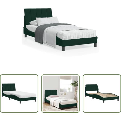 Materasso in schiuma -  Letto con Materasso Hanko Verde Scuro 90x200 cm in Velluto
