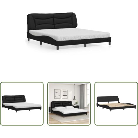 Materasso in schiuma -  Letto con Materasso Hvar Nero 180x200 cm in Similpelle