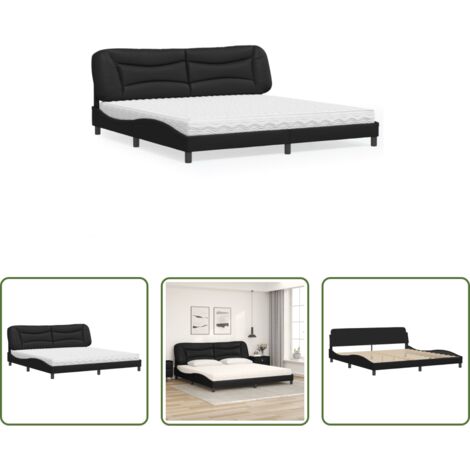 Materasso in schiuma -  Letto con Materasso Hvar Nero 200x200 cm in Similpelle