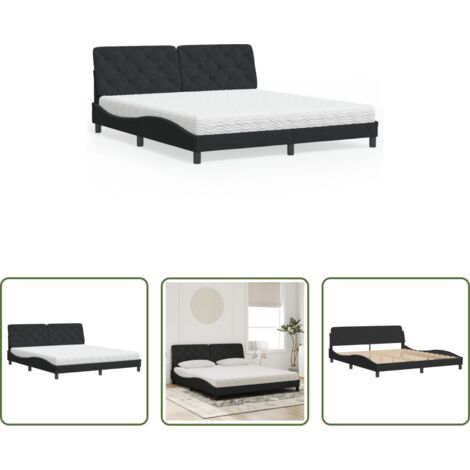Materasso in schiuma -  Letto con Materasso Nero 180x200 cm in Velluto