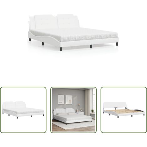 Materasso in schiuma -  Letto con Materasso Zadar Bianco 180x200 cm in Similpelle