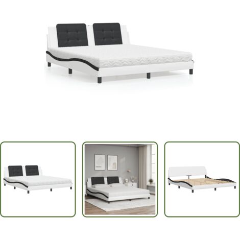 Materasso in schiuma -  Letto con Materasso Zadar Bianco e Nero 180x200cm Similpelle