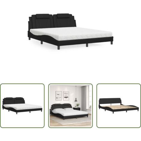 Materasso in schiuma -  Letto Viana con Materasso Nero 180x200 cm in Similpelle
