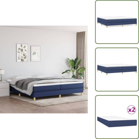 Materasso in schiuma - vidaXL Giroletto a Molle con Materasso Blu 200x200 cm in Tessuto - Letto in tessuto