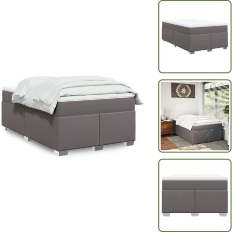 Materasso in similpelle - vidaXL Giroletto a Molle con Materasso Grigio 120x190 cm in Similpelle - Letto con doghe