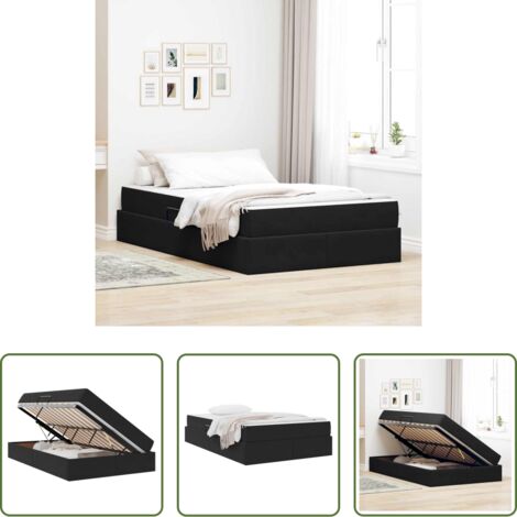 Materasso in velluto -  Letto con contenitore e materasso Nero 120 x 200 cm Velluto
