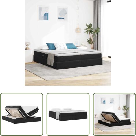 Materasso in velluto -  Letto con contenitore e materasso Nero 200 x 200 cm Velluto